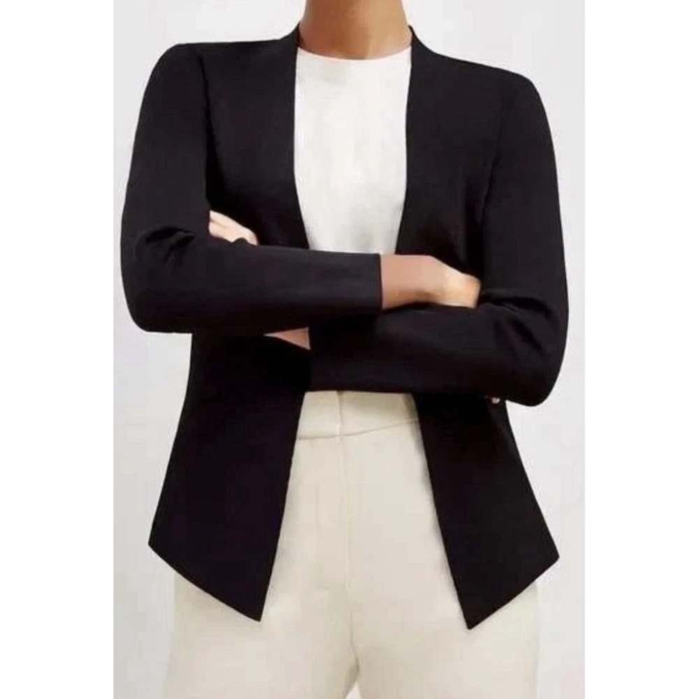 MM LaFleur Woolf Knit Jardigan Blazer Womens XL Black Open Front Jacket Classic